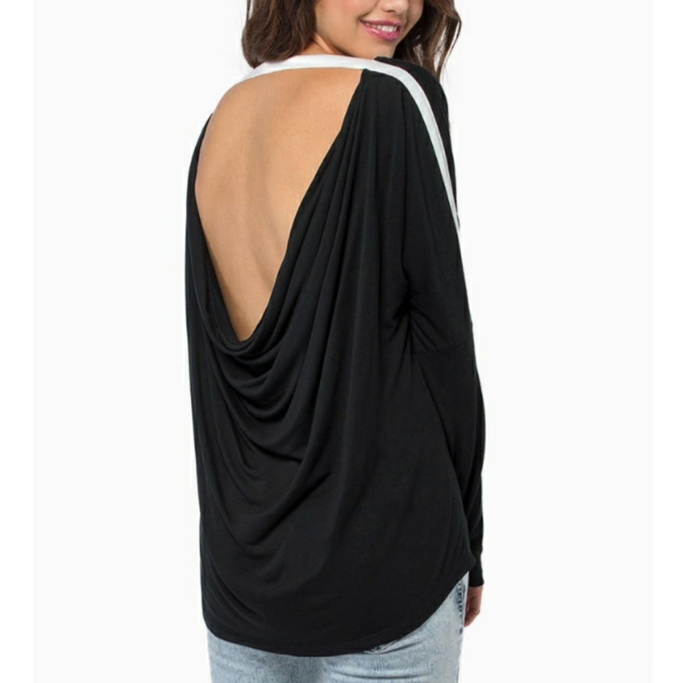 Tobi stealing looks backless top white stripe sz S